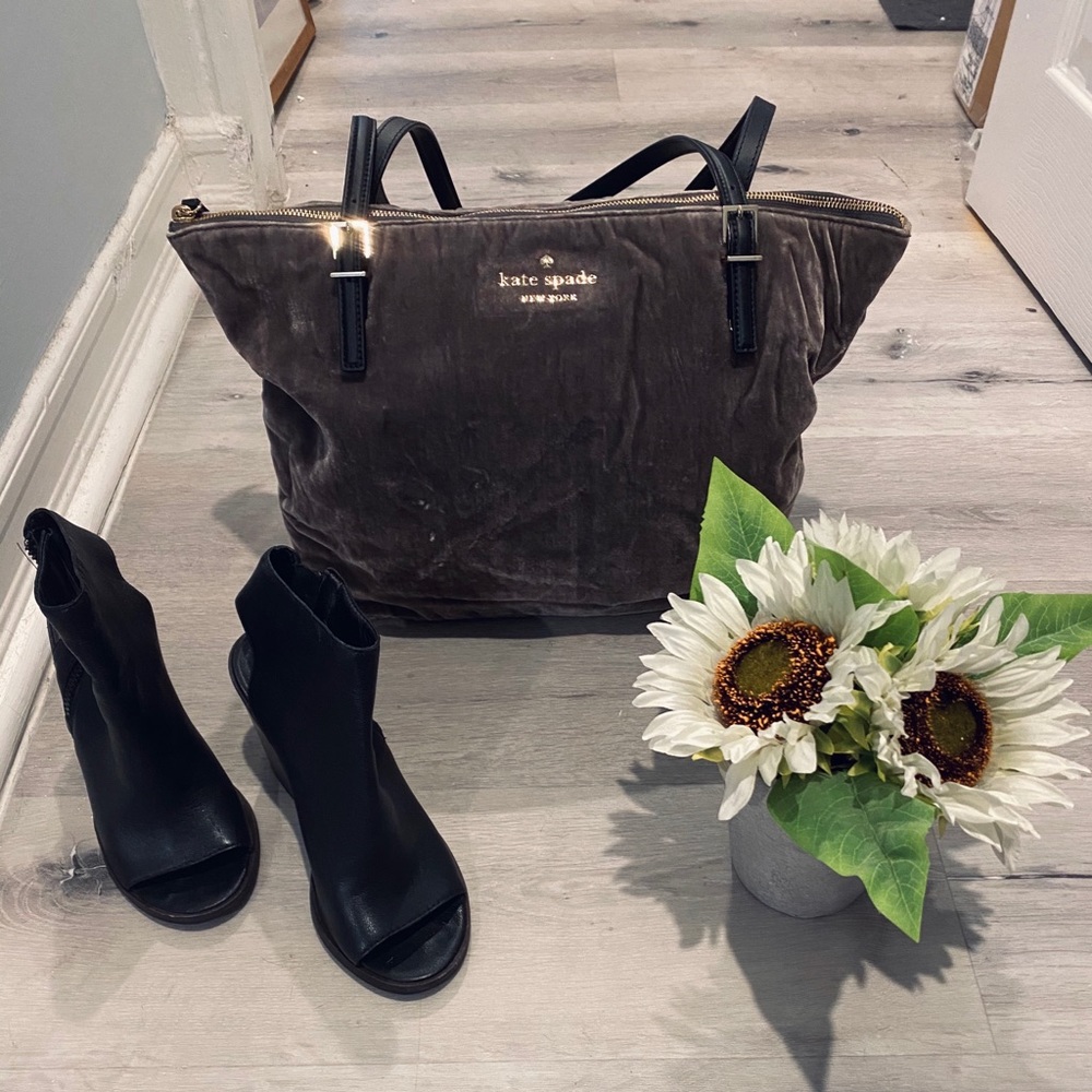 Kate Spade Grey Velvet Purse